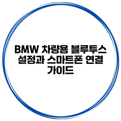 BMW 차량용 블루투스 설정과 스마트폰 연결 가이드