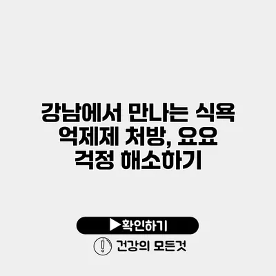 강남에서 만나는 식욕 억제제 처방, 요요 걱정 해소하기