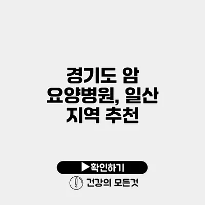 경기도 암 요양병원, 일산 지역 추천
