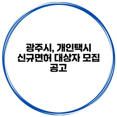 광주시, 개인택시 신규면허 대상자 모집 공고
