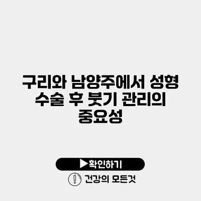 구리와 남양주에서 성형 수술 후 붓기 관리의 중요성