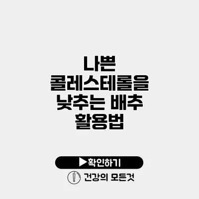 나쁜 콜레스테롤을 낮추는 배추 활용법