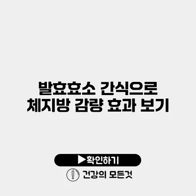 발효효소 간식으로 체지방 감량 효과 보기