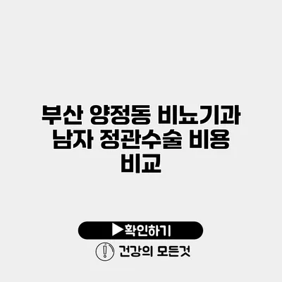 부산 양정동 비뇨기과 남자 정관수술 비용 비교