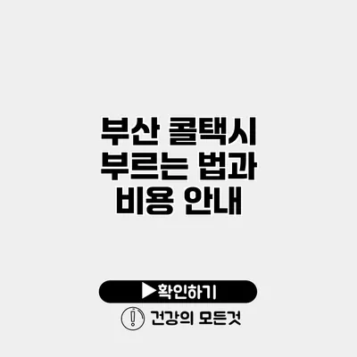 부산 콜택시 부르는 법과 비용 안내