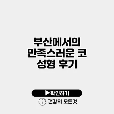 부산에서의 만족스러운 코 성형 후기