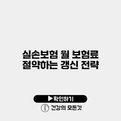 실손보험 월 보험료 절약하는 갱신 전략