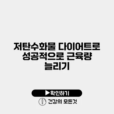 저탄수화물 다이어트로 성공적으로 근육량 늘리기