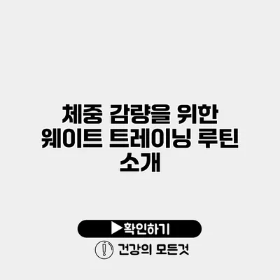 체중 감량을 위한 웨이트 트레이닝 루틴 소개