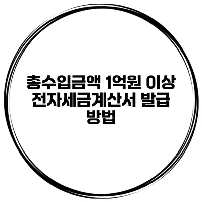 총수입금액 1억원 이상 전자세금계산서 발급 방법