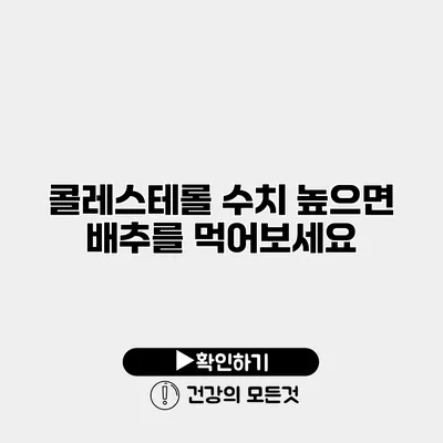 콜레스테롤 수치 높으면 배추를 먹어보세요