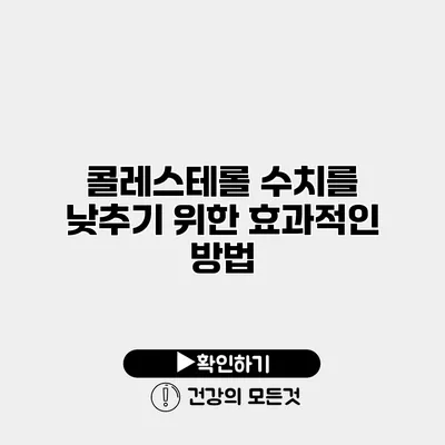 콜레스테롤 수치를 낮추기 위한 효과적인 방법
