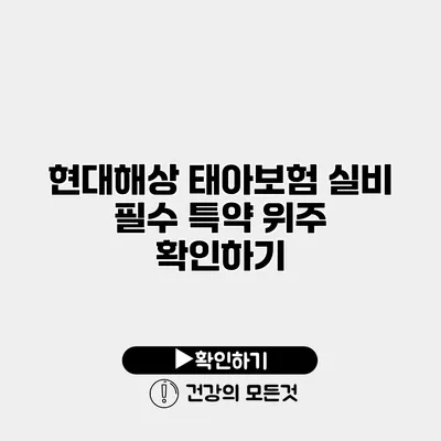 현대해상 태아보험 실비 필수 특약 위주 확인하기