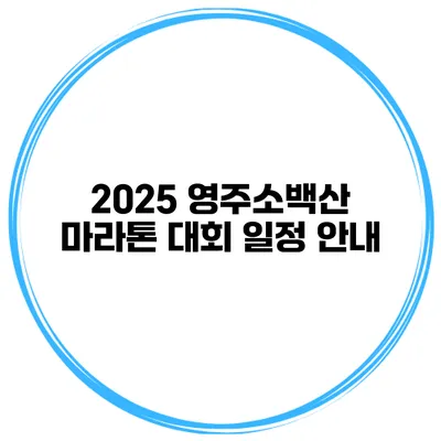 2025 영주소백산 마라톤 대회 일정 안내
