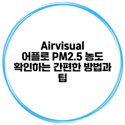 Airvisual 어플로 PM2.5 농도 확인하는 간편한 방법과 팁