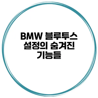 BMW 블루투스 설정의 숨겨진 기능들