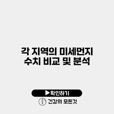 각 지역의 미세먼지 수치 비교 및 분석