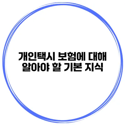 개인택시 보험에 대해 알아야 할 기본 지식