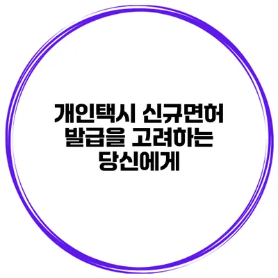 개인택시 신규면허 발급을 고려하는 당신에게