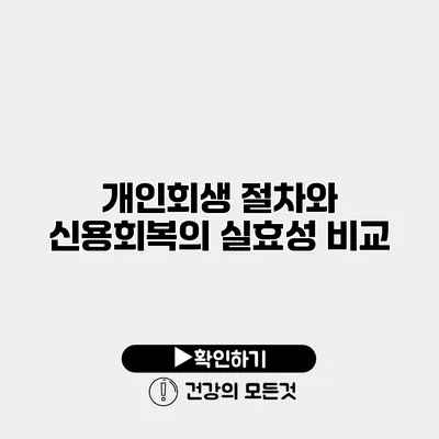 개인회생 절차와 신용회복의 실효성 비교