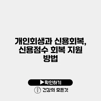 개인회생과 신용회복, 신용점수 회복 지원 방법
