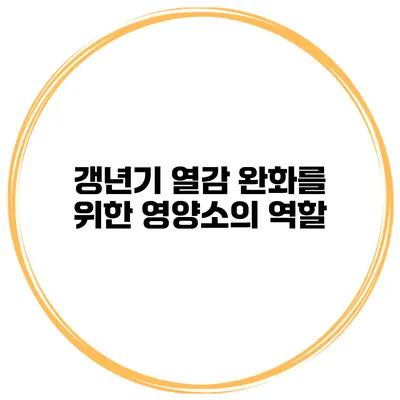 갱년기 열감 완화를 위한 영양소의 역할