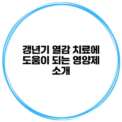 갱년기 열감 치료에 도움이 되는 영양제 소개
