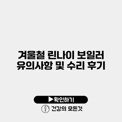 겨울철 린나이 보일러 유의사항 및 수리 후기