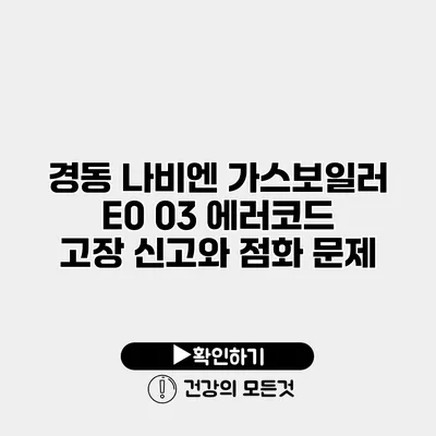 경동 나비엔 가스보일러 E0 03 에러코드 고장 신고와 점화 문제