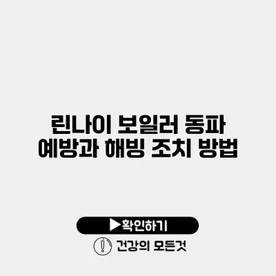 린나이 보일러 동파 예방과 해빙 조치 방법