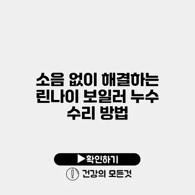 소음 없이 해결하는 린나이 보일러 누수 수리 방법