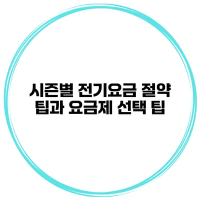 시즌별 전기요금 절약 팁과 요금제 선택 팁