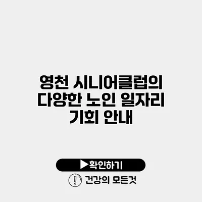 영천 시니어클럽의 다양한 노인 일자리 기회 안내
