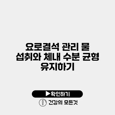 요로결석 관리 물 섭취와 체내 수분 균형 유지하기