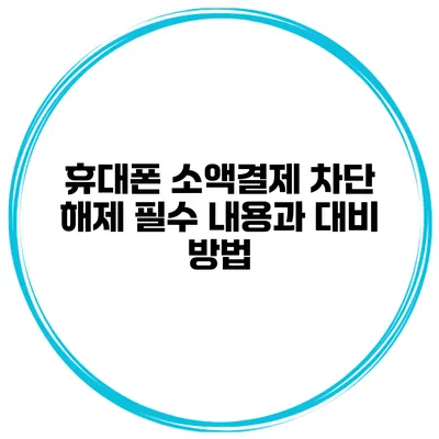 휴대폰 소액결제 차단 해제 필수 내용과 대비 방법
